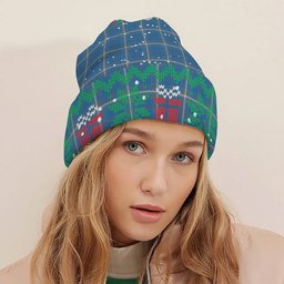 ScotsTee Shop Scottish McRae of America Ancient Tartan Plaid Christmas Deer Snowman Snowflake Bell Knit Beanie