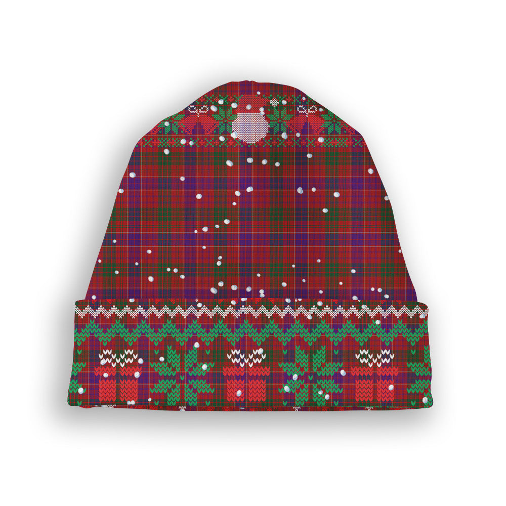 ScotsTee Shop Scottish Ross 3 Tartan Plaid Christmas Deer Snowman Snowflake Bell Knit Beanie