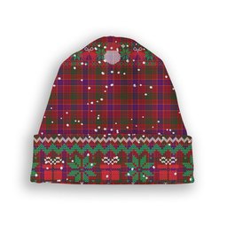 ScotsTee Shop Scottish Ross 3 Tartan Plaid Christmas Deer Snowman Snowflake Bell Knit Beanie