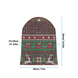 ScotsTee Shop Scottish Ogilvy or Drummond of Strathallen Tartan Plaid Christmas Deer Snowman Snowflake Bell Knit Beanie