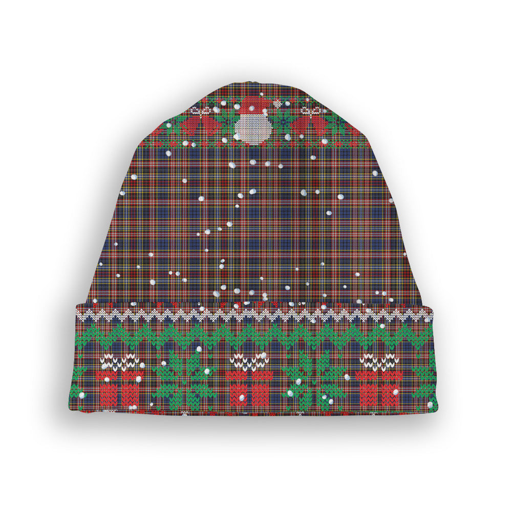 ScotsTee Shop Scottish Ogilvy or Drummond of Strathallen Tartan Plaid Christmas Deer Snowman Snowflake Bell Knit Beanie