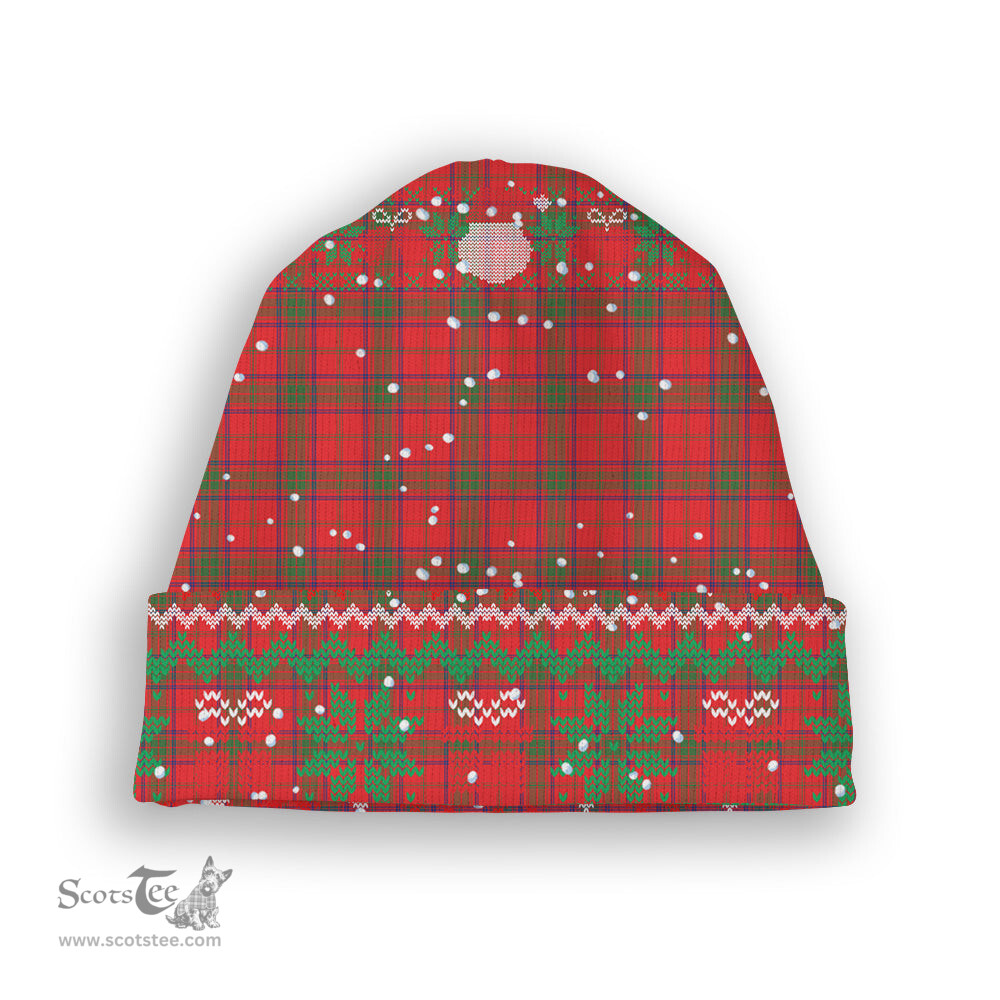 ScotsTee Shop Scottish Ross Modern Tartan Plaid Christmas Deer Snowman Snowflake Bell Knit Beanie