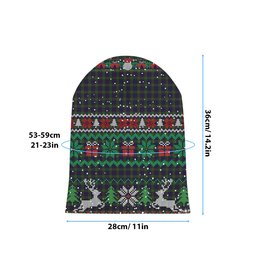 ScotsTee Shop Scottish Newman Tartan Plaid Christmas Deer Snowman Snowflake Bell Knit Beanie