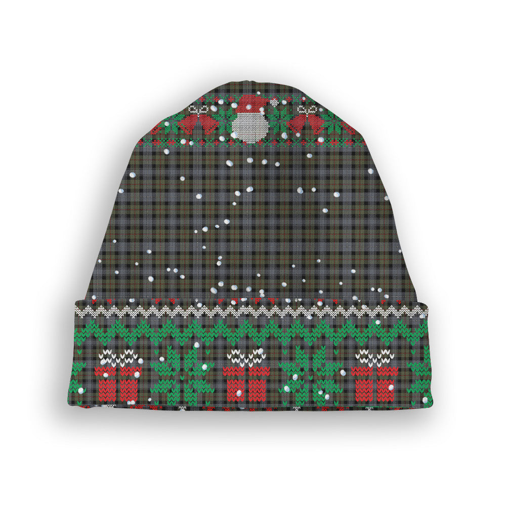 ScotsTee Shop Scottish Robertson Hunting #2 Ancient Tartan Plaid Christmas Deer Snowman Snowflake Bell Knit Beanie