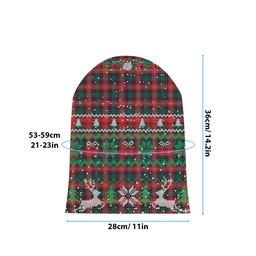 ScotsTee Shop Scottish Rattray of Lude Modern Tartan Plaid Christmas Deer Snowman Snowflake Bell Knit Beanie