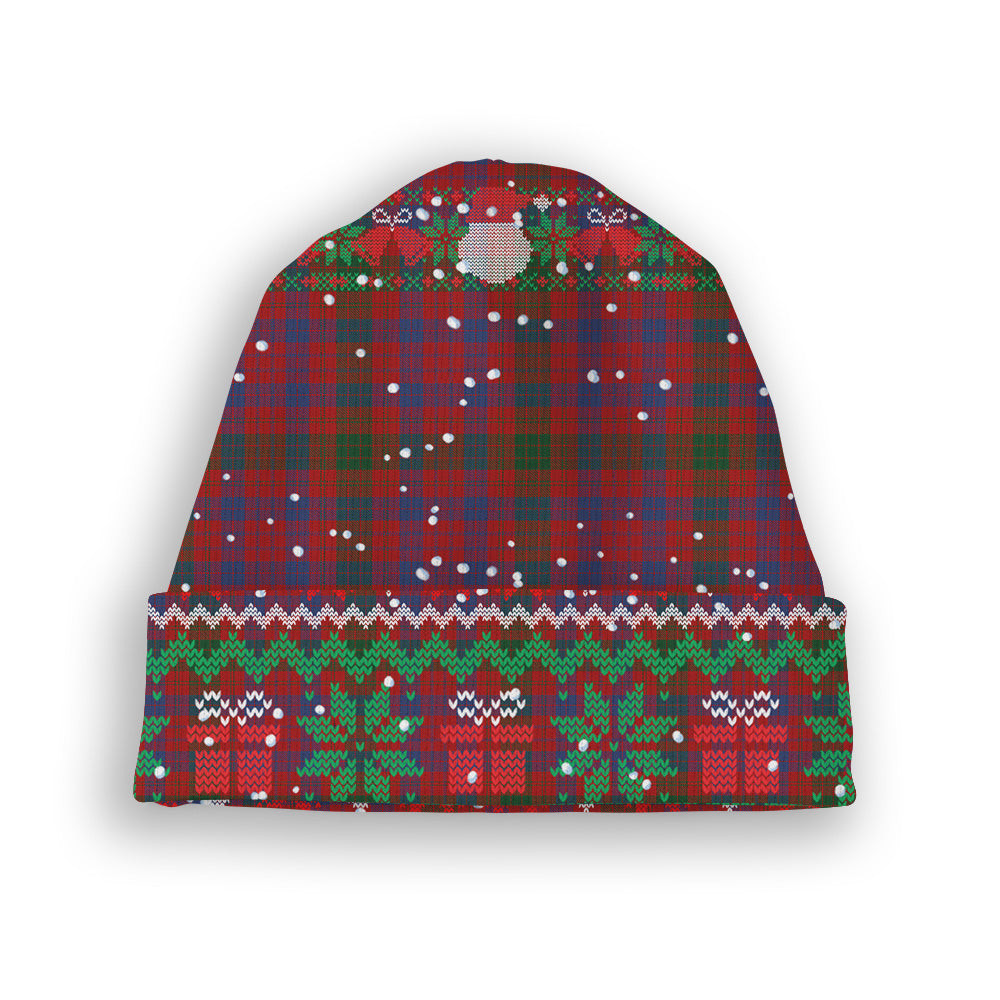 ScotsTee Shop Scottish Ross 5 Tartan Plaid Christmas Deer Snowman Snowflake Bell Knit Beanie