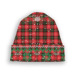 ScotsTee Shop Scottish Nisbet Modern Tartan Plaid Christmas Deer Snowman Snowflake Bell Knit Beanie