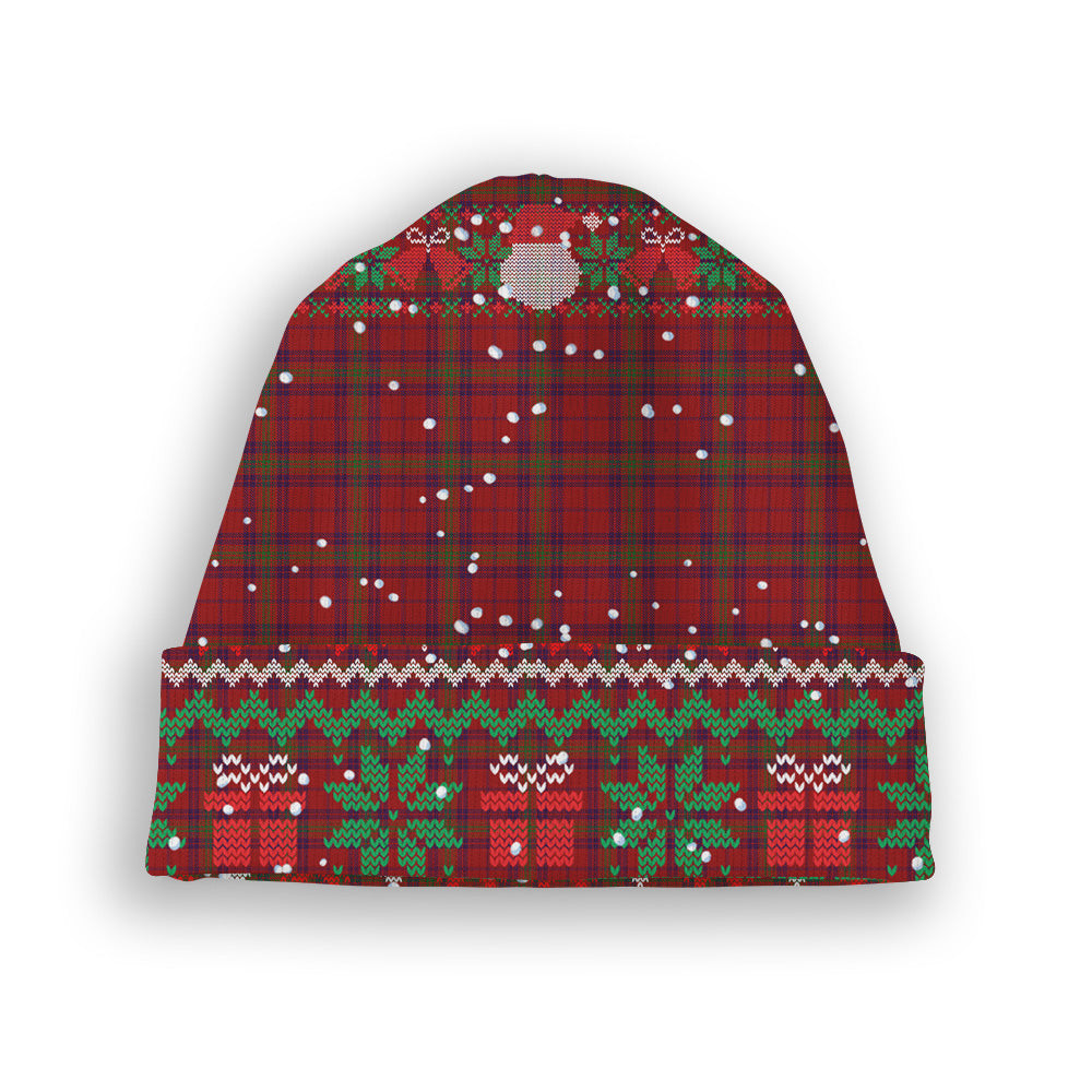 ScotsTee Shop Scottish Ross Old Tartan Plaid Christmas Deer Snowman Snowflake Bell Knit Beanie