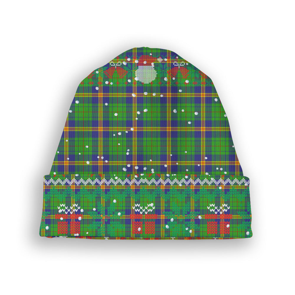 ScotsTee Shop Scottish New Mexico Tartan Plaid Christmas Deer Snowman Snowflake Bell Knit Beanie