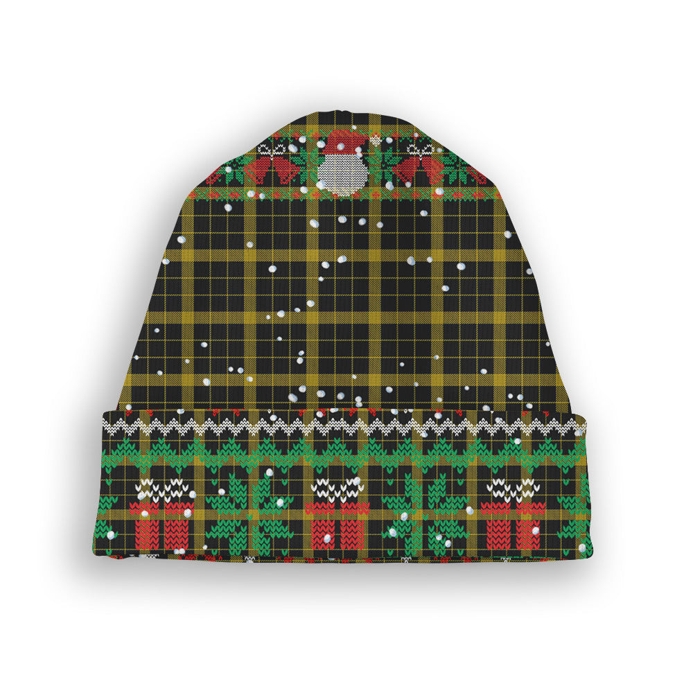ScotsTee Shop Scottish Raeburn Tartan Plaid Christmas Deer Snowman Snowflake Bell Knit Beanie