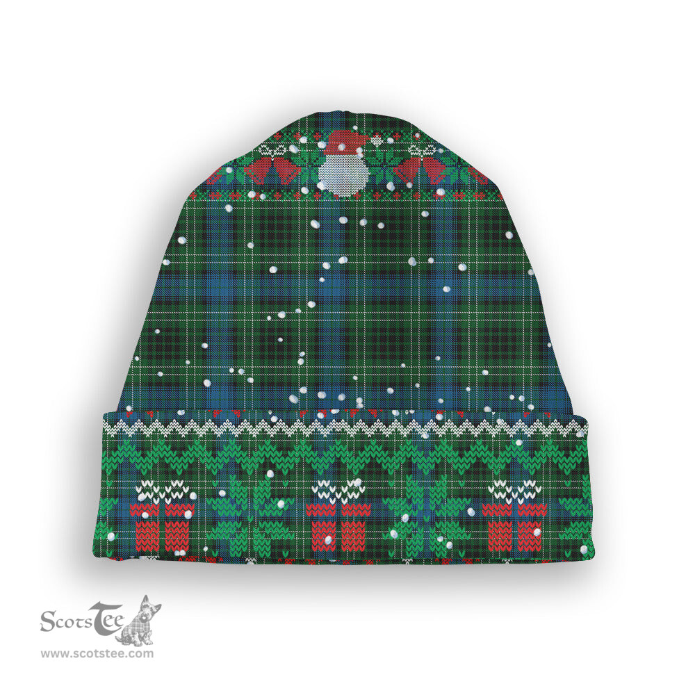 ScotsTee Shop Scottish O'Donohue Tartan Plaid Christmas Deer Snowman Snowflake Bell Knit Beanie