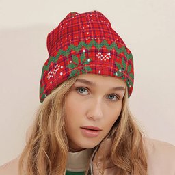ScotsTee Shop Scottish Rose Modern Tartan Plaid Christmas Deer Snowman Snowflake Bell Knit Beanie