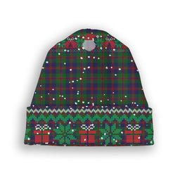 ScotsTee Shop Scottish Robertson Struan Tartan Plaid Christmas Deer Snowman Snowflake Bell Knit Beanie