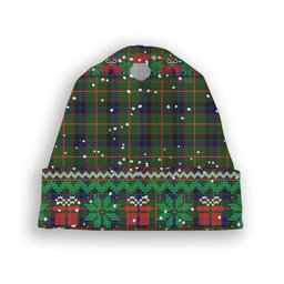 ScotsTee Shop Scottish Reid Green Tartan Plaid Christmas Deer Snowman Snowflake Bell Knit Beanie