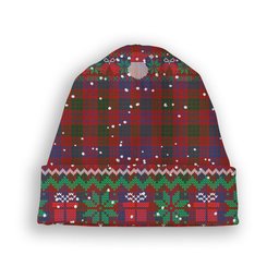 ScotsTee Shop Scottish Ross 8 Tartan Plaid Christmas Deer Snowman Snowflake Bell Knit Beanie
