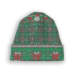 ScotsTee Shop Scottish Ralston USA Ancient Tartan Plaid Christmas Deer Snowman Snowflake Bell Knit Beanie