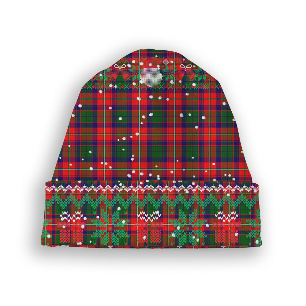 ScotsTee Shop Scottish Roxburgh District Tartan Plaid Christmas Deer Snowman Snowflake Bell Knit Beanie