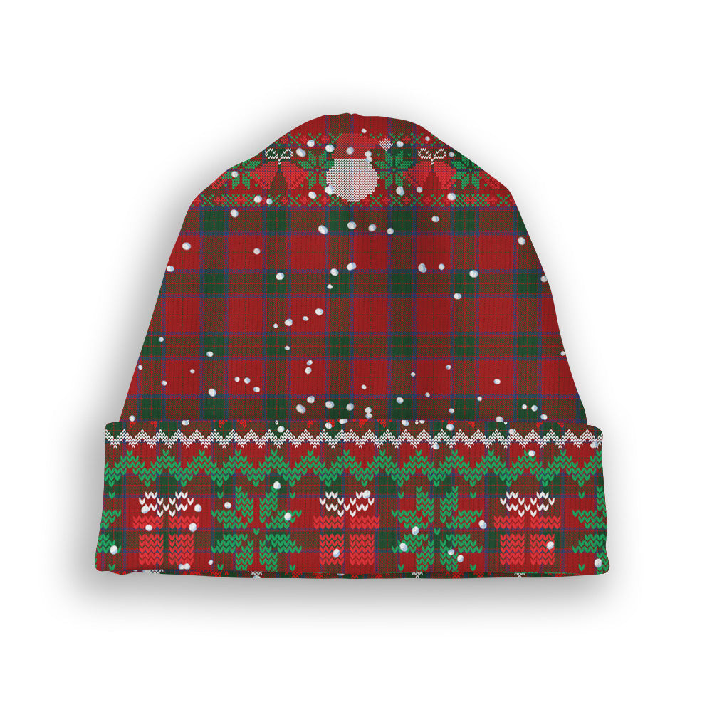 ScotsTee Shop Scottish Robertson Vestiarium Scoticum Tartan Plaid Christmas Deer Snowman Snowflake Bell Knit Beanie