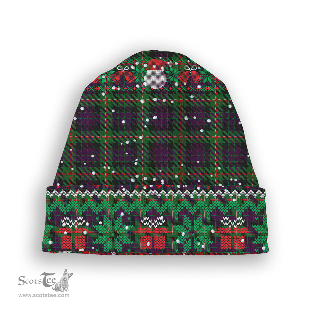 ScotsTee Shop Scottish Paget Tartan Plaid Christmas Deer Snowman Snowflake Bell Knit Beanie