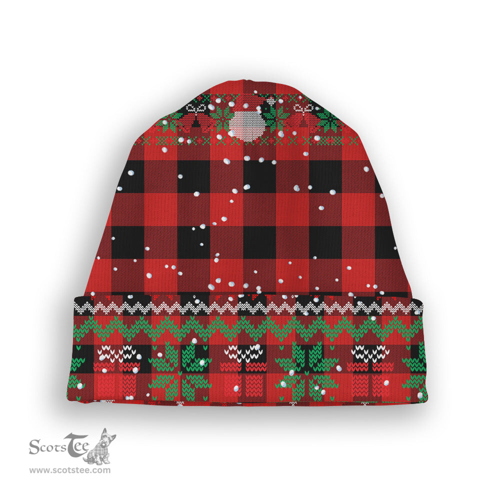 ScotsTee Shop Scottish Rob Roy Macgregor Modern Tartan Plaid Christmas Deer Snowman Snowflake Bell Knit Beanie