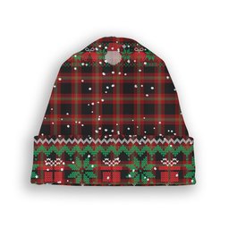 ScotsTee Shop Scottish Perry Tartan Plaid Christmas Deer Snowman Snowflake Bell Knit Beanie
