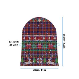 ScotsTee Shop Scottish Pennycook Modern Tartan Plaid Christmas Deer Snowman Snowflake Bell Knit Beanie