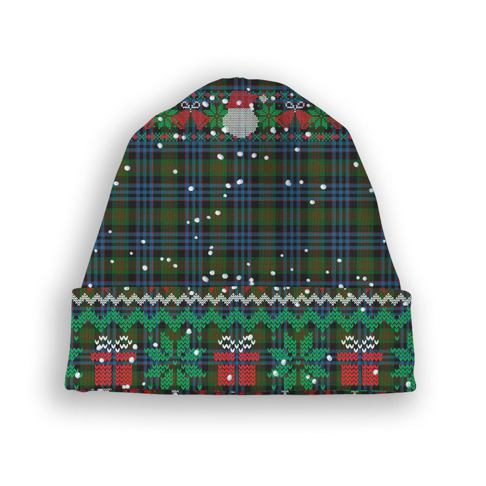 ScotsTee Shop Scottish Newlands of Lauriston Tartan Plaid Christmas Deer Snowman Snowflake Bell Knit Beanie