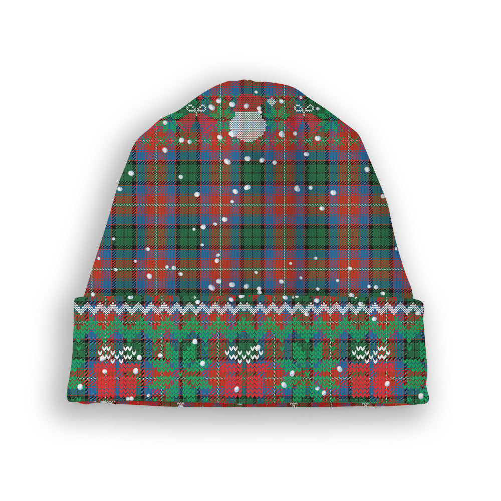 ScotsTee Shop Scottish Rattray of Lude Ancient Tartan Plaid Christmas Deer Snowman Snowflake Bell Knit Beanie