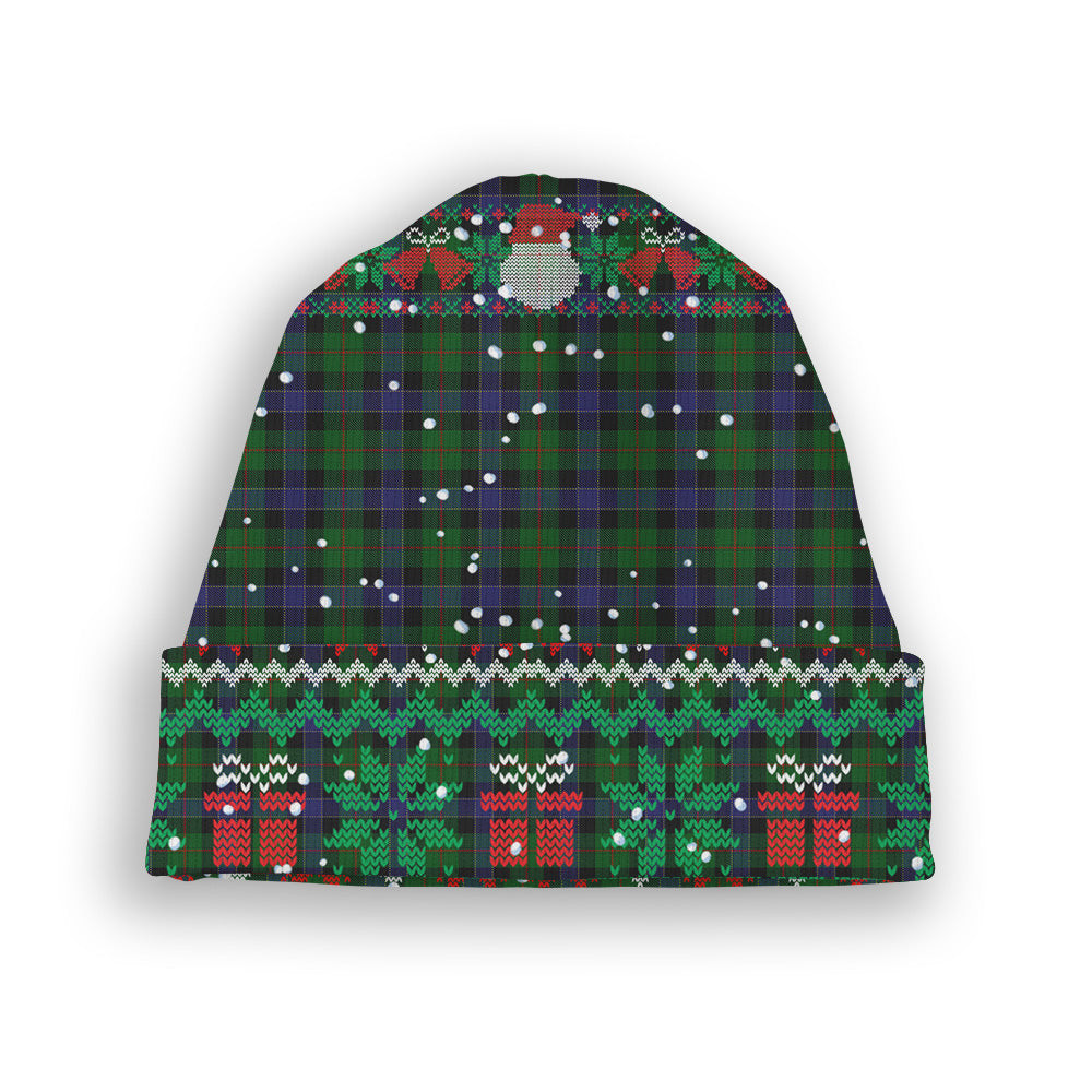 ScotsTee Shop Scottish Ogilvie of Inverarity VS 2 Tartan Plaid Christmas Deer Snowman Snowflake Bell Knit Beanie