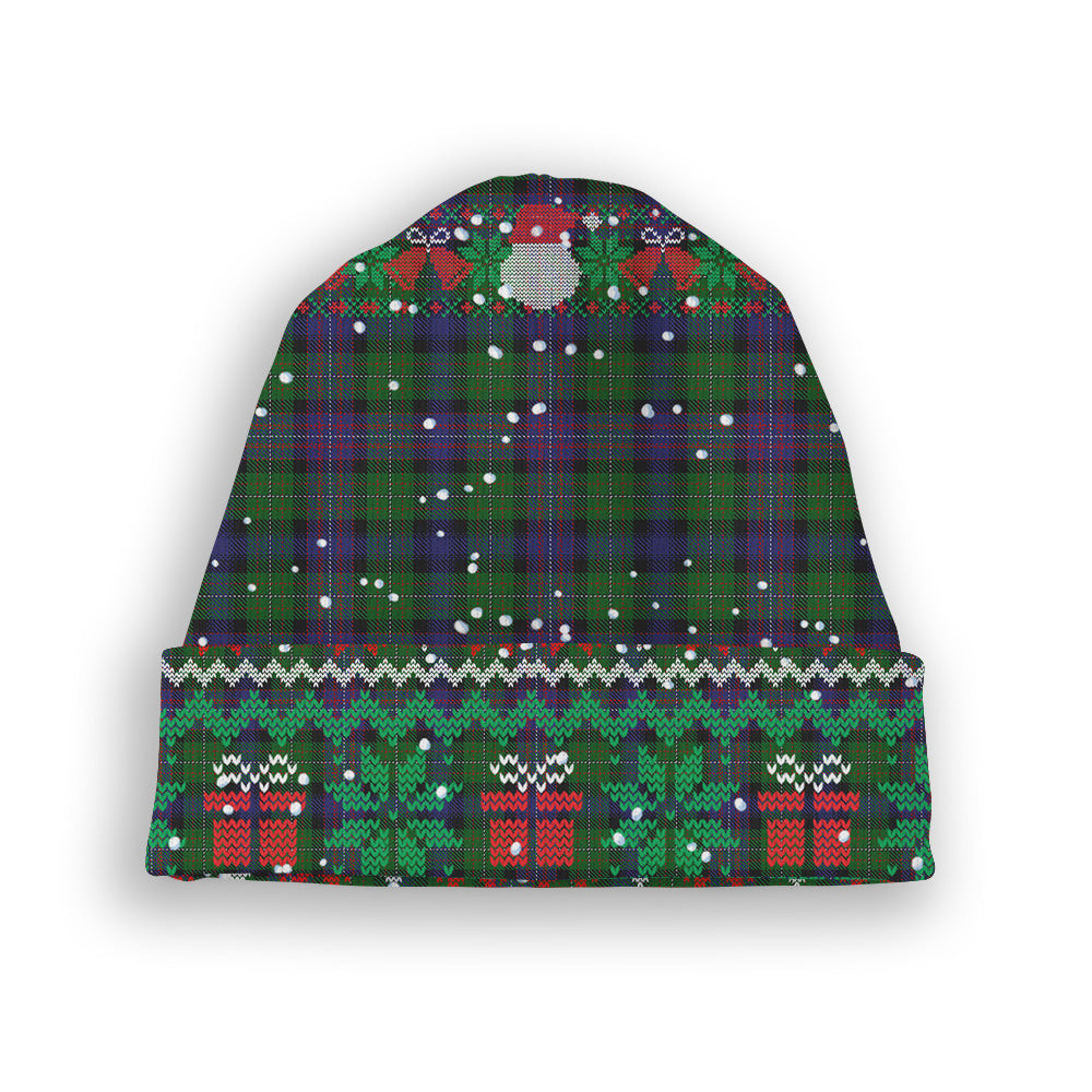 ScotsTee Shop Scottish Rankine Tartan Plaid Christmas Deer Snowman Snowflake Bell Knit Beanie