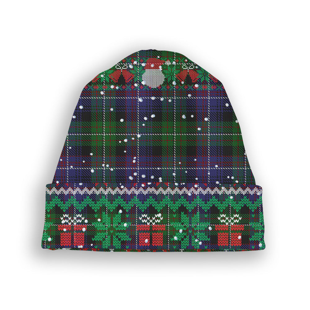 ScotsTee Shop Scottish Rankin Dalgleish 2 Tartan Plaid Christmas Deer Snowman Snowflake Bell Knit Beanie
