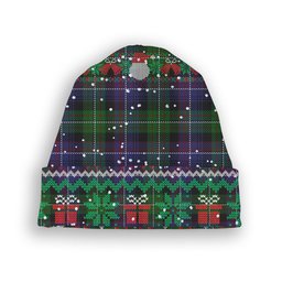 ScotsTee Shop Scottish Rankin Dalgleish 2 Tartan Plaid Christmas Deer Snowman Snowflake Bell Knit Beanie