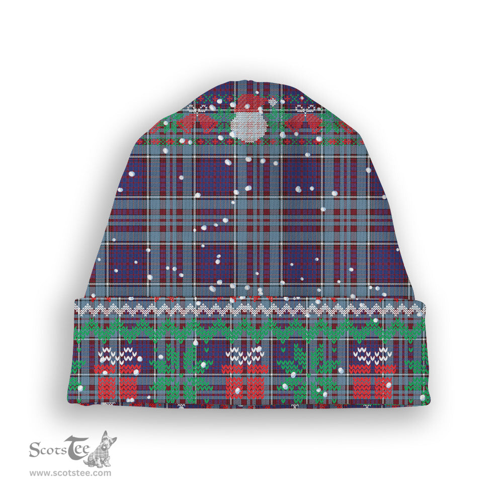 ScotsTee Shop Scottish RCAF Tartan Plaid Christmas Deer Snowman Snowflake Bell Knit Beanie