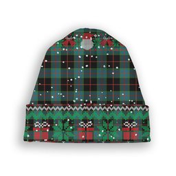ScotsTee Shop Scottish Nairn Ancient Tartan Plaid Christmas Deer Snowman Snowflake Bell Knit Beanie