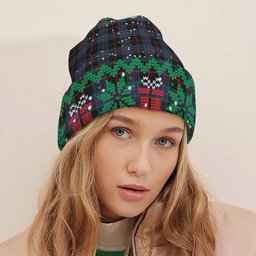 ScotsTee Shop Scottish Nairn Modern Tartan Plaid Christmas Deer Snowman Snowflake Bell Knit Beanie