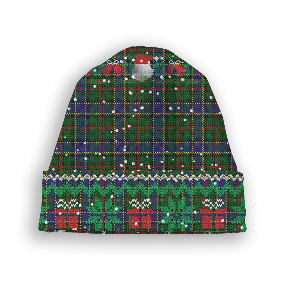 ScotsTee Shop Scottish Ogilvie Hunting 1 Tartan Plaid Christmas Deer Snowman Snowflake Bell Knit Beanie
