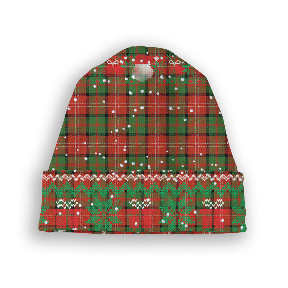 ScotsTee Shop Scottish Nisbet Ancient Tartan Plaid Christmas Deer Snowman Snowflake Bell Knit Beanie