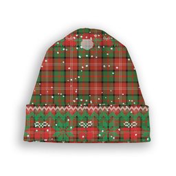 ScotsTee Shop Scottish Nisbet Ancient Tartan Plaid Christmas Deer Snowman Snowflake Bell Knit Beanie