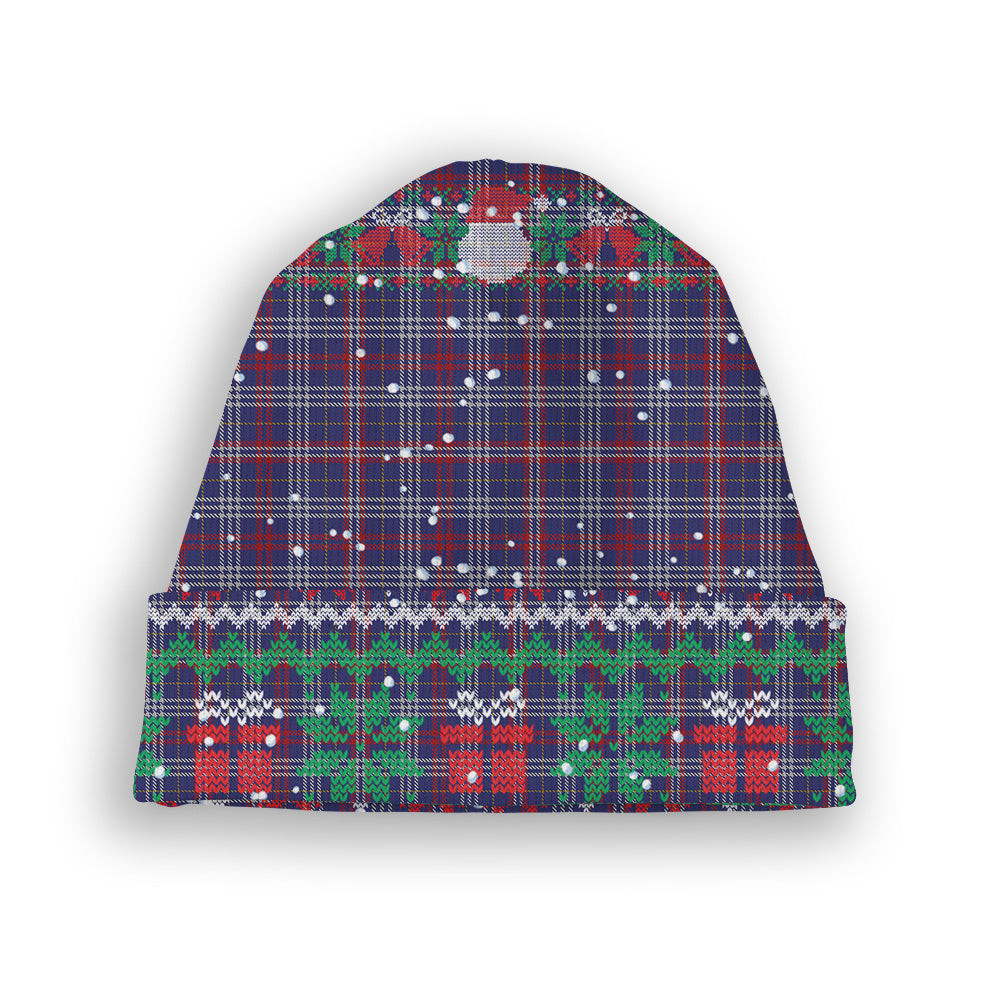 ScotsTee Shop Scottish Parker USA Tartan Plaid Christmas Deer Snowman Snowflake Bell Knit Beanie