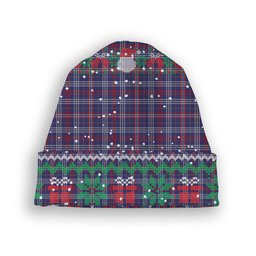 ScotsTee Shop Scottish Parker USA Tartan Plaid Christmas Deer Snowman Snowflake Bell Knit Beanie