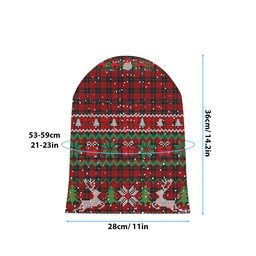 ScotsTee Shop Scottish Ramsay Red Tartan Plaid Christmas Deer Snowman Snowflake Bell Knit Beanie