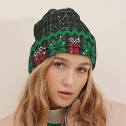 ScotsTee Shop Scottish O'Boyle Tartan Plaid Christmas Deer Snowman Snowflake Bell Knit Beanie