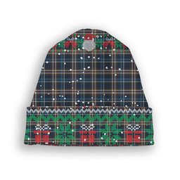 ScotsTee Shop Scottish Outlander Vehicles Tartan Plaid Christmas Deer Snowman Snowflake Bell Knit Beanie