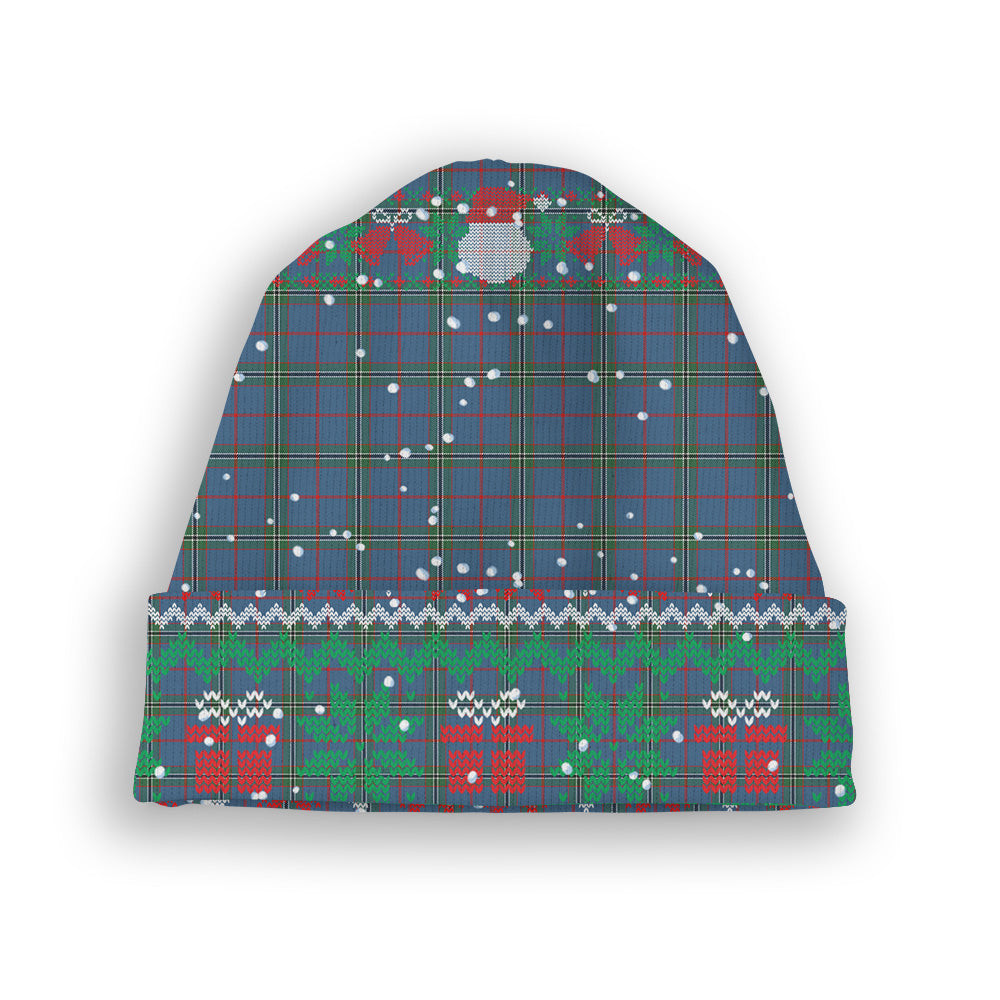 ScotsTee Shop Scottish Norris (Norreys) Modern Tartan Plaid Christmas Deer Snowman Snowflake Bell Knit Beanie