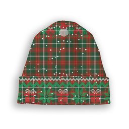 ScotsTee Shop Scottish Prince of Wales Tartan Plaid Christmas Deer Snowman Snowflake Bell Knit Beanie