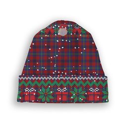 ScotsTee Shop Scottish Nicolson of Tiree & Coll Tartan Plaid Christmas Deer Snowman Snowflake Bell Knit Beanie