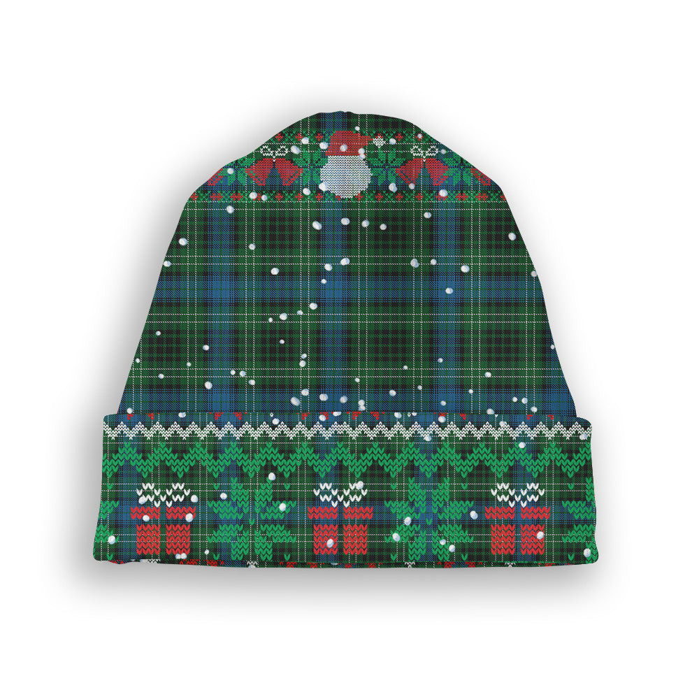 ScotsTee Shop Scottish O'Connor Tartan Plaid Christmas Deer Snowman Snowflake Bell Knit Beanie