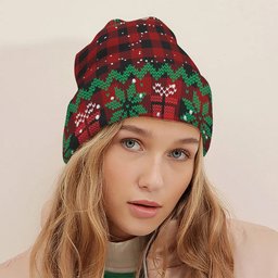 ScotsTee Shop Scottish Rob Roy Macgregor Tartan Plaid Christmas Deer Snowman Snowflake Bell Knit Beanie