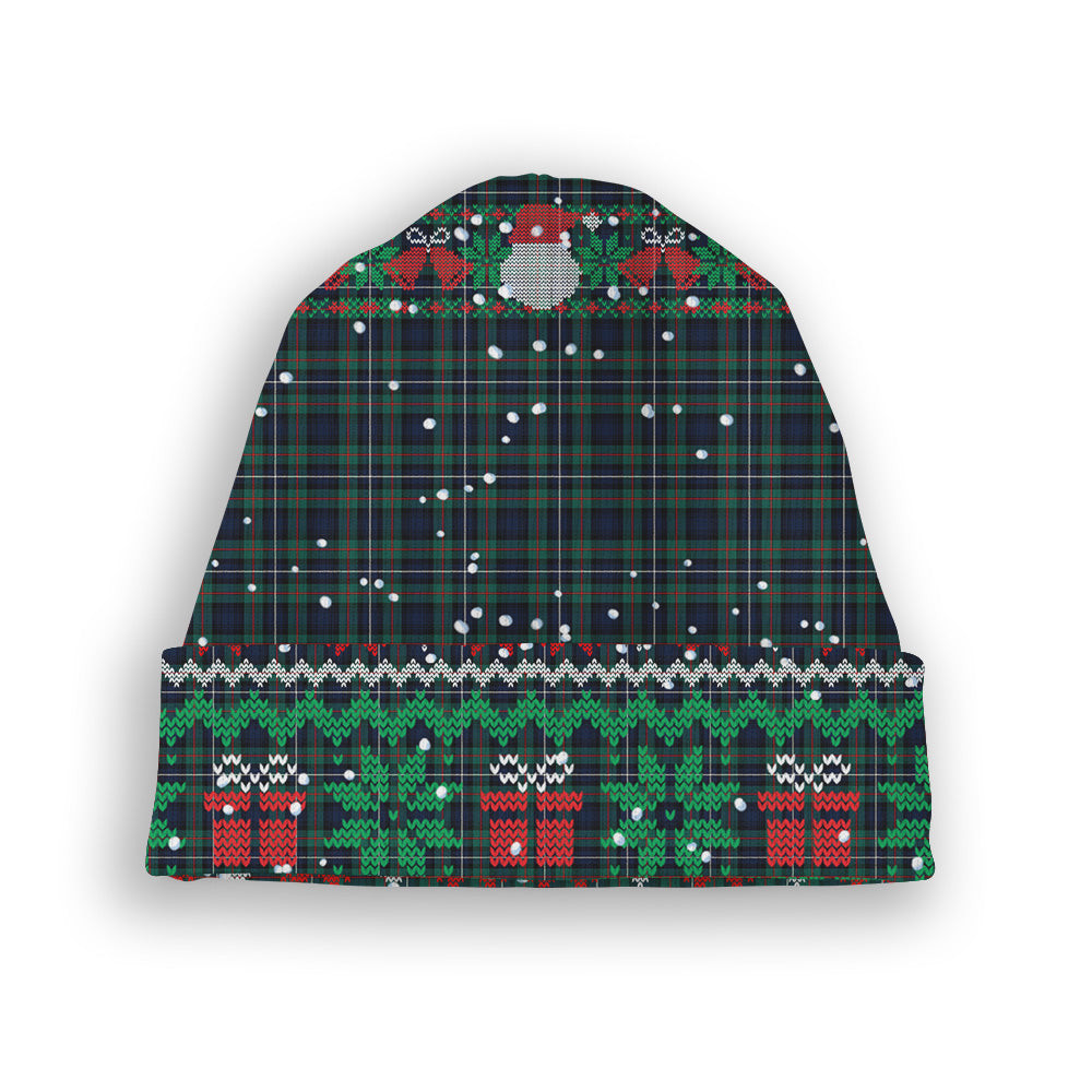 ScotsTee Shop Scottish Robertson Hunting Modern Clan Tartan Plaid Christmas Deer Snowman Snowflake Bell Knit Beanie