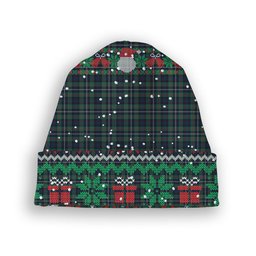 ScotsTee Shop Scottish Robertson Hunting Modern Clan Tartan Plaid Christmas Deer Snowman Snowflake Bell Knit Beanie